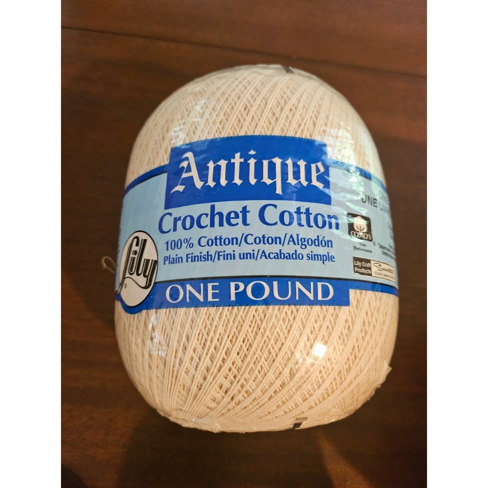 Lily Antique Crochet Cotton Unisex Size 10 Ecru 1lb 2700 Yds 3 Ply Thread